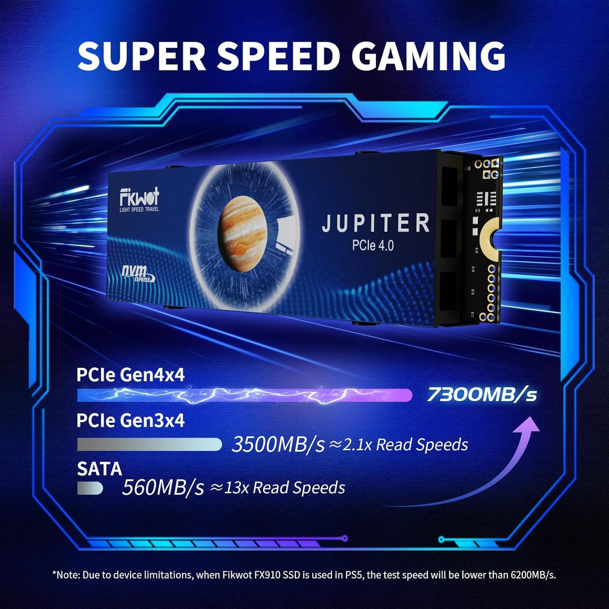 FX910 2TB M.2 NVMe SSD for PS5&PC, PCIe Gen4 2280 Gaming SSD with Heatsink, Up to 7300MB/s, Internal Solid State Drive