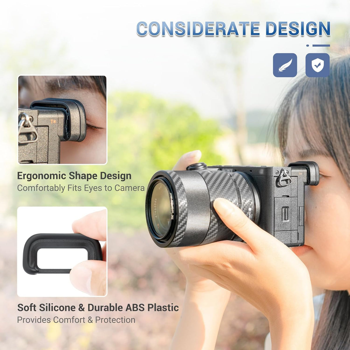 A6700 JJC Soft Eye Cup Eyecup Eyepiece & Metal Thumb Rest Grip for Sony Mirrorless Camera