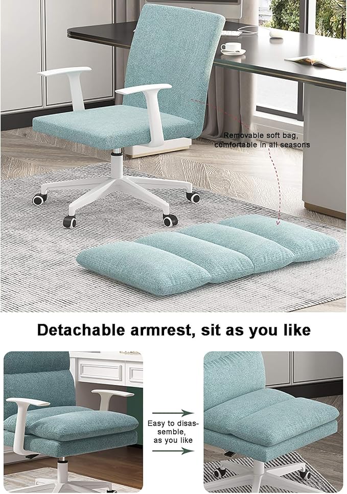 Office Chair Gaming Chair Computer Chair Ergonomic Computer Chair with Soft Removable Seat and Comfortable BackrestUpholstered Gaming Chair with Height Adjustable ArmrestFabric H