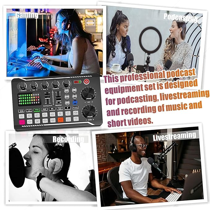 F998 Podcast Equipment Bundle, SINWE Condenser Microphone with Audio Mixer