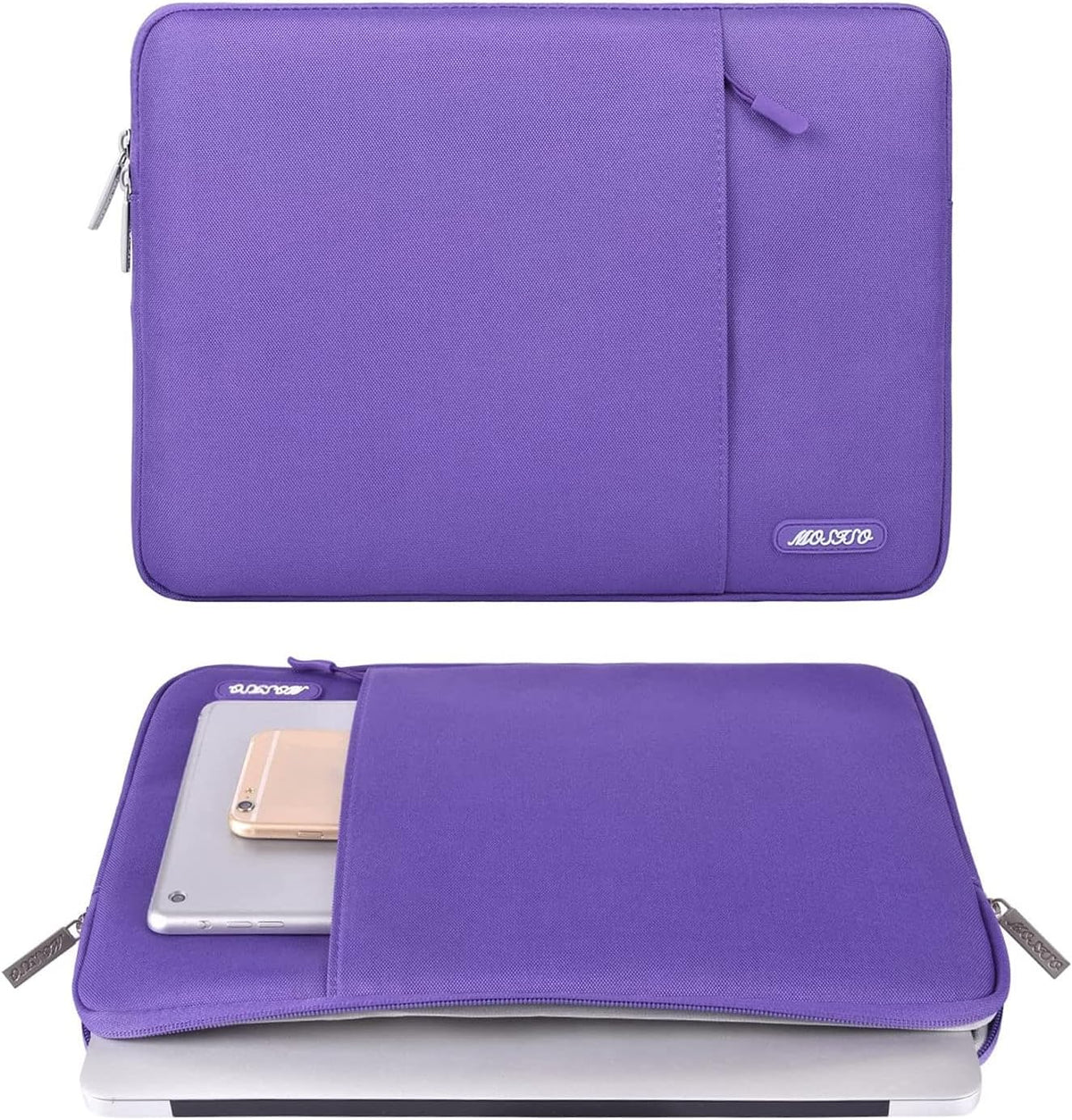 MOSISO Laptop Case 13.3 inch, 13-13.3 inch Laptop Sleeve Compatible with MacBook Air/Pro 13 / Pro 14, HP Dell ASUS Lenovo Notebook, Polyester Vertical Computer Sleeve Bag with Pocket, Ultra Violet