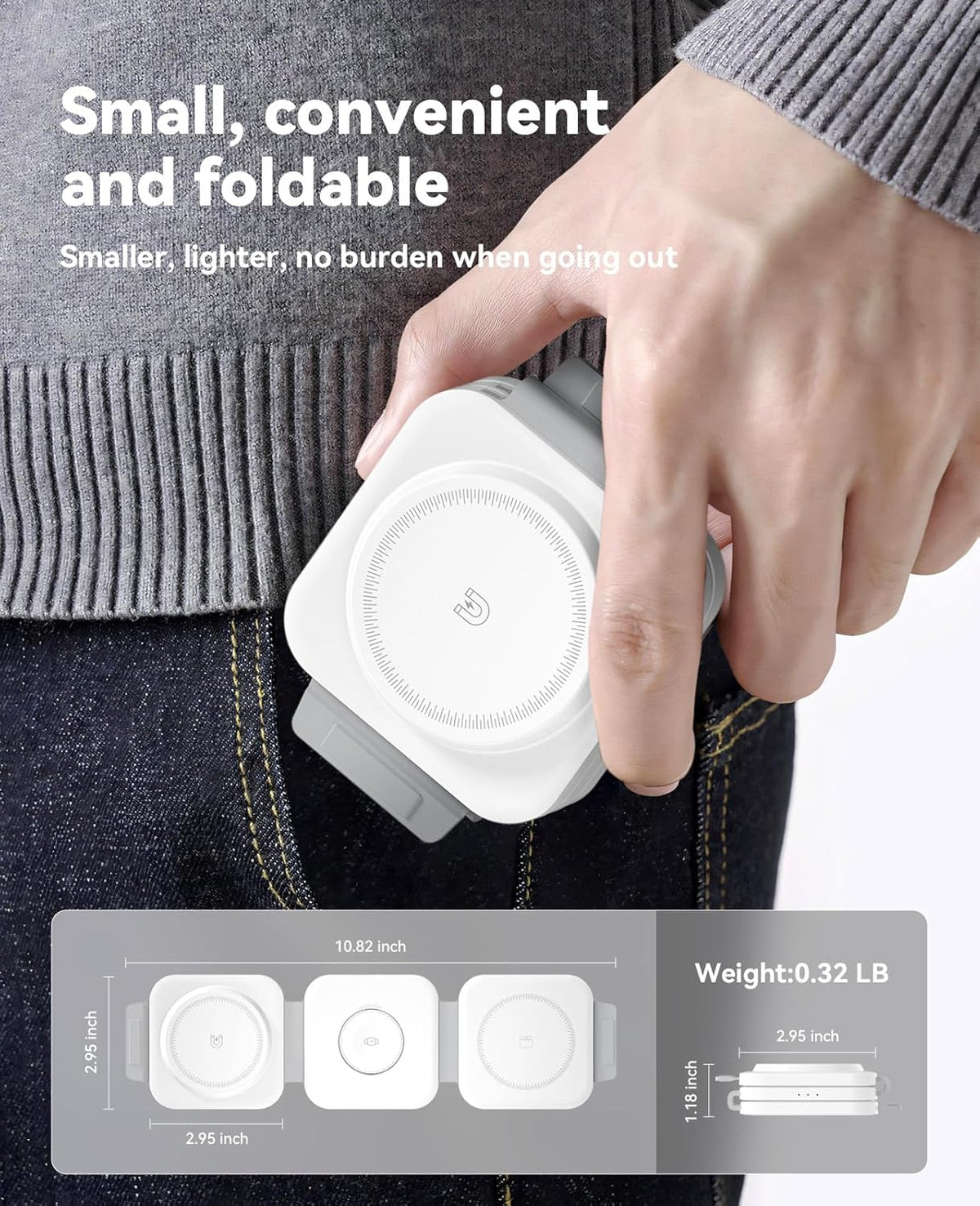 3 in 1 Charging Station for Apple Multiple Devices, Foldable Magnetic Fast Wireless Charger Dock, Travel Charging Pad for iPhone 16 15 14 13 12 Pro Max Plus Apple Watch Series & AirPods 4/3/2/Pro