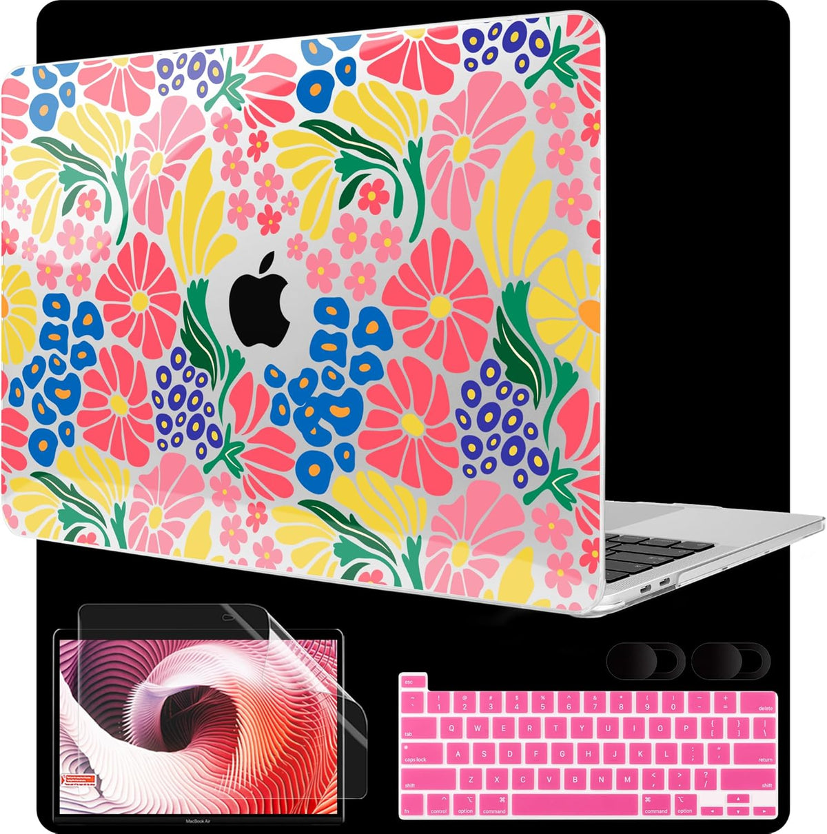 MEEgoodo Case for MacBook Pro 13 inch Case 2022 2021 2020 New A2338 M2/M1 A2251 A2289, Laptop Hard Shell with Keyboard & Camera Cover Compatible with 13 inch MacBook Pro, Groovy Flower