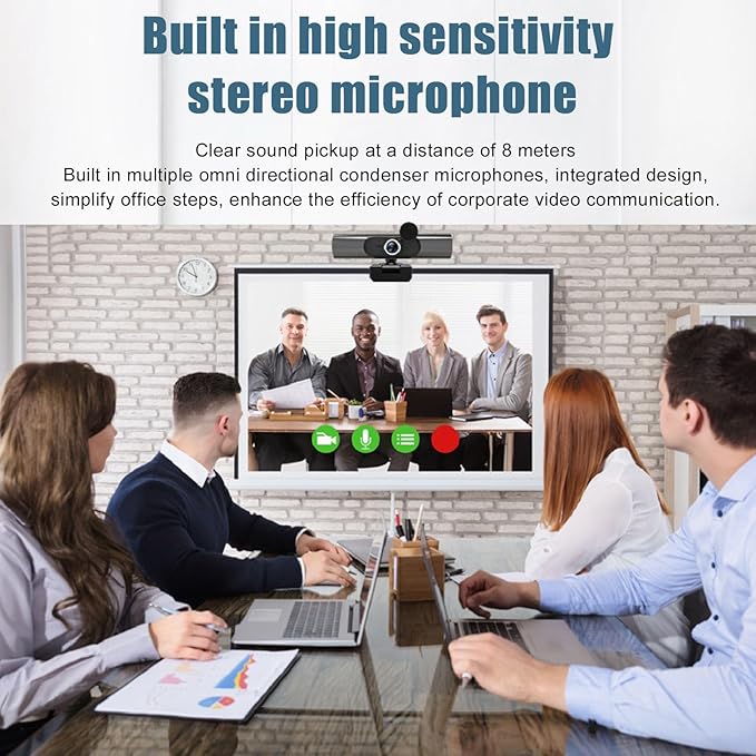 Webcam PC Webcam with Dual Noise Reduction Microphone 2K 30 Frame Auto Focus FHD USB Computer Web Camera with Lens Cover for Video Conference Studying Live Streaming