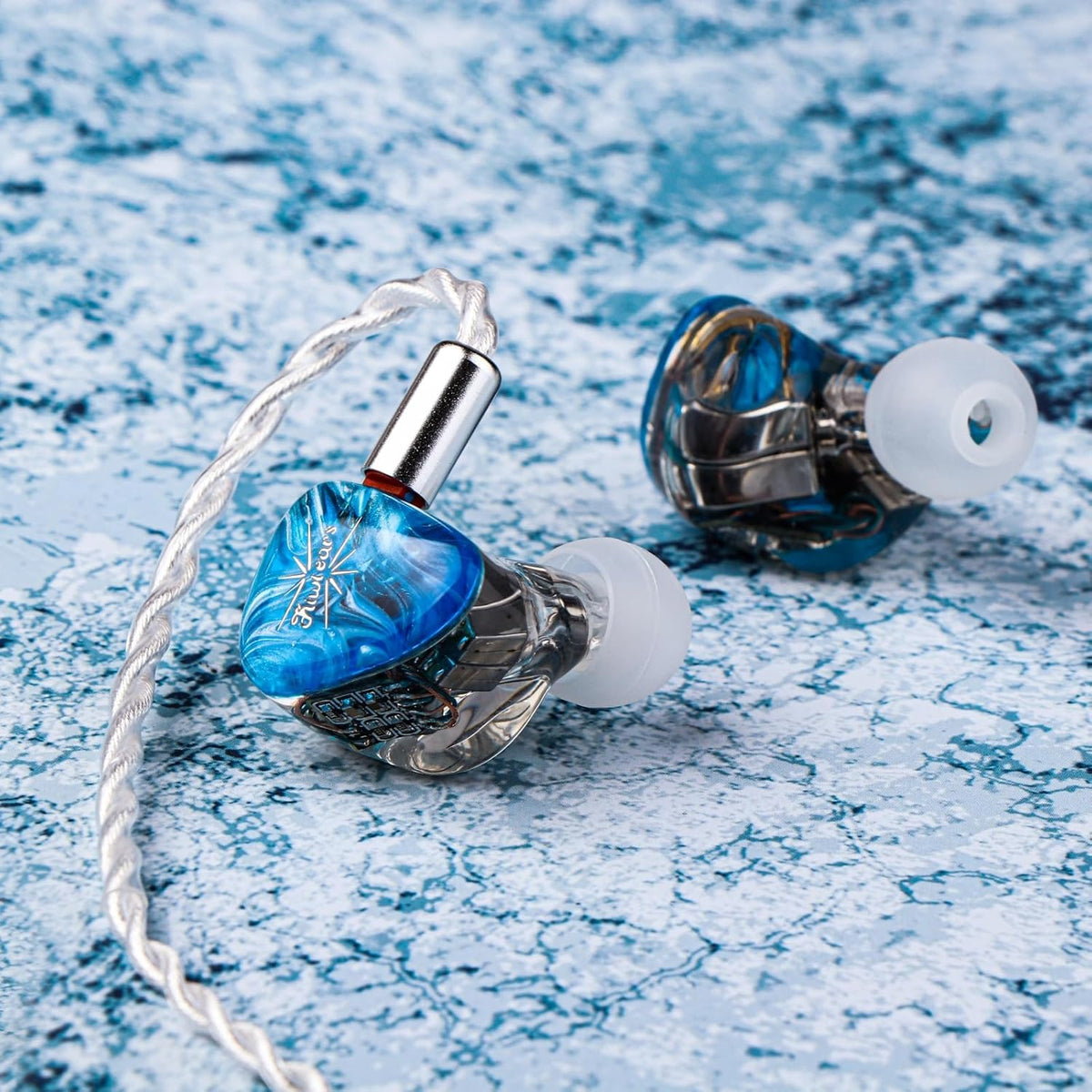Kiwi Ears Orchestra Lite in Ear Monitor, Custom 8BA HiFi Earphone, Studio Monitor Headphone, Wired Earbuds with Detachable OFC Cable, Handcrafts Faceplate for Audiophile Musician (Blue)