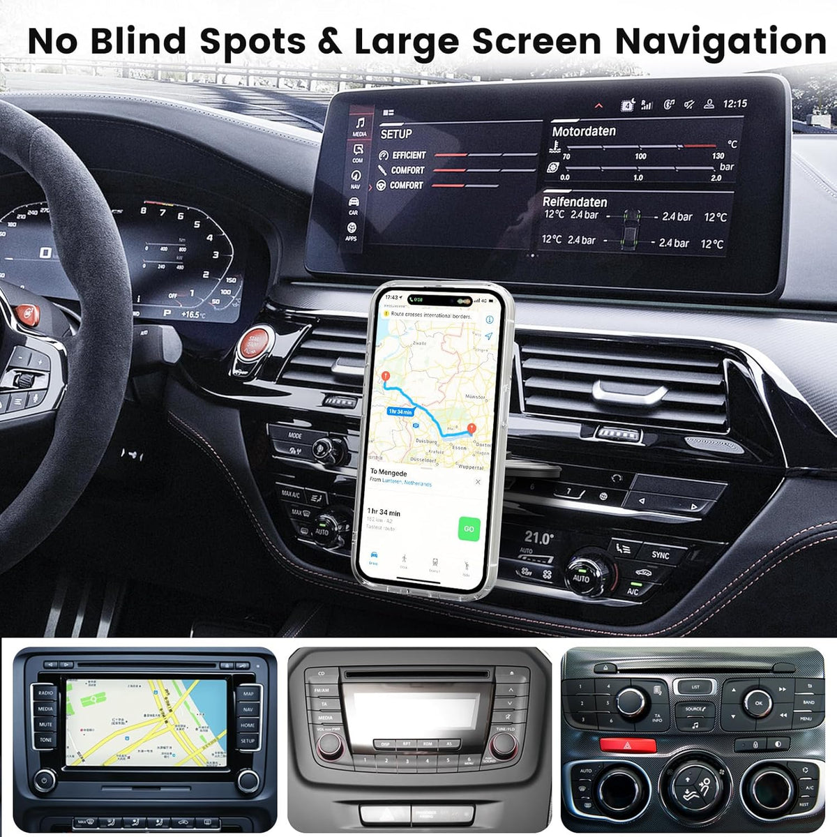 OHLPRO for 15W MagSafe Car Mount Charger for iPhone 16, Fast Wireless Charging, Magnetic CD Slot Holder with 3M Adhesive Base for Dashboard, Aluminum Shell, Compatible with iPhone 16/15/14/13 Pro Max