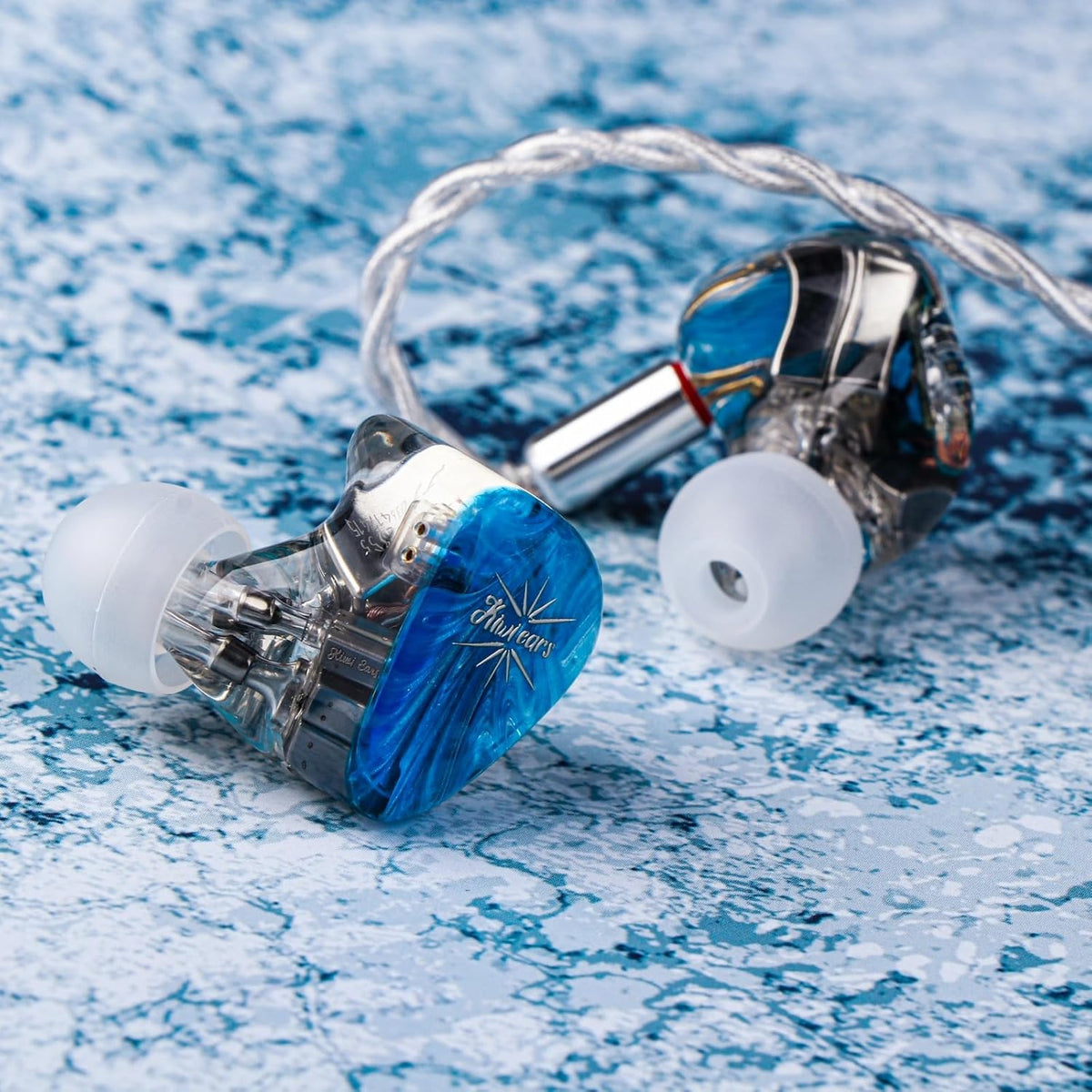 Kiwi Ears Orchestra Lite in Ear Monitor, Custom 8BA HiFi Earphone, Studio Monitor Headphone, Wired Earbuds with Detachable OFC Cable, Handcrafts Faceplate for Audiophile Musician (Blue)