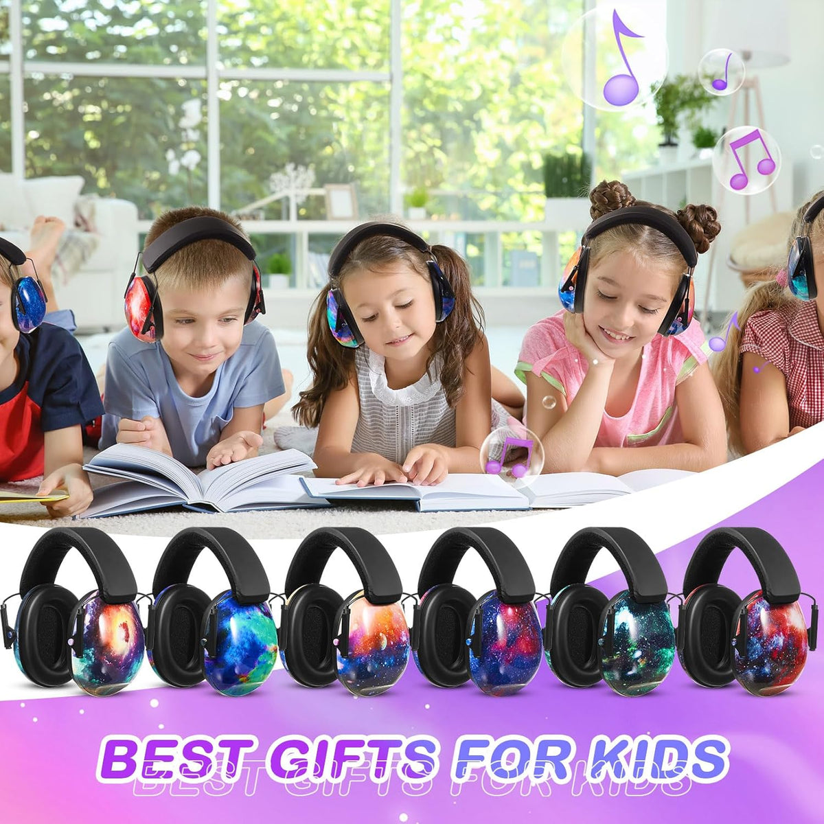 Amylove 12 Pcs Kids Ear Protection Noise Cancelling Headphones Ear Muffs Bulk 27db Adult Noise Reduction Hearing Earmuff(Universal Fit (kids & Adults),Classic Style,Starry Sky Color)