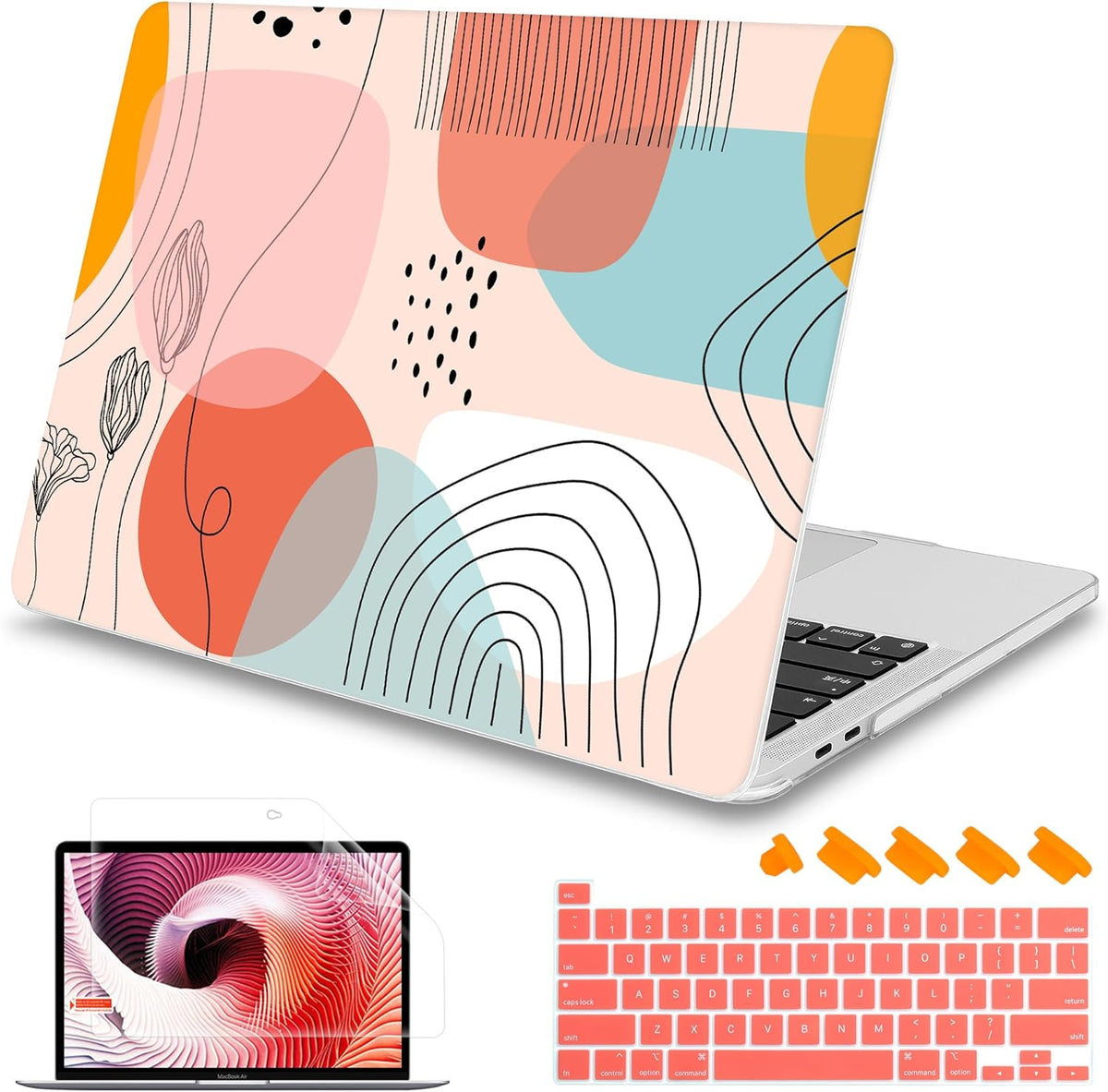 Mektron for MacBook Pro 16 inch A2141 Case 2020 2019 Release with with Retina Display & Touch Bar & Touch ID, Abstract Artistic Plastic Hard Shell Cover Keyboard Skin Screen Film