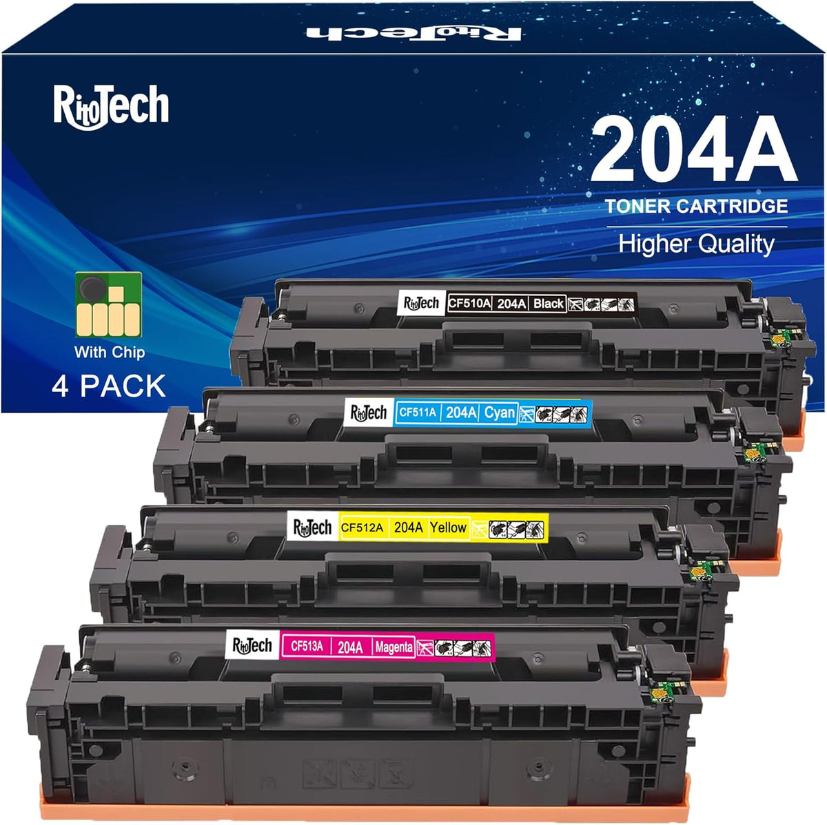204A Toner Cartridge,Compatible for HP 204 A CF510A CF511A CF512A CF513A for HP Color Laserjet Pro MFP M180nw M180n M154nw M154a MFP M181fw Printer, Black Cyan Yellow Magenta ( 4 Pack )
