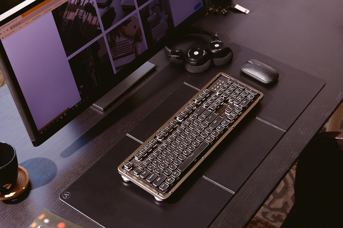 Azio RC Prestige Mechanical Keyboard, Bluetooth 5.0, Hot-Swappable Switches, PC/Mac (Ebony/Brown Switches)