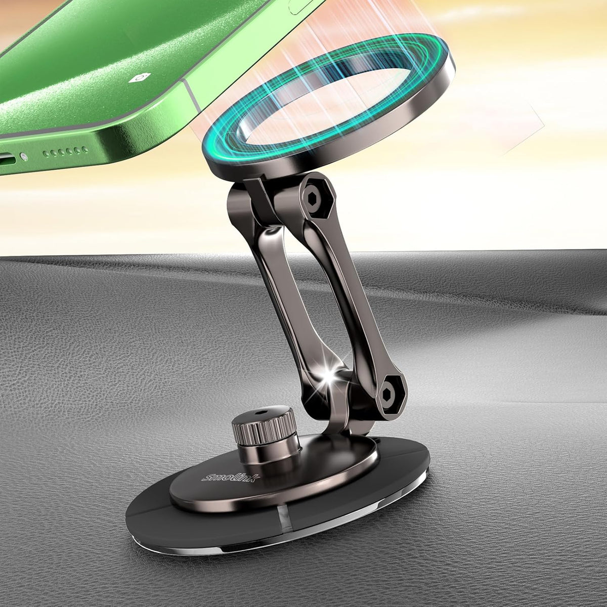 Smolink Magnetic Car Phone Holder, Zinc Alloy Material for Magsafe Car Mount Never Drop, Universal 360°Pro Adjustable Car Phone Holder Mount for iPhone 16 Pro Max 15 14 13 Series All Phones, Green