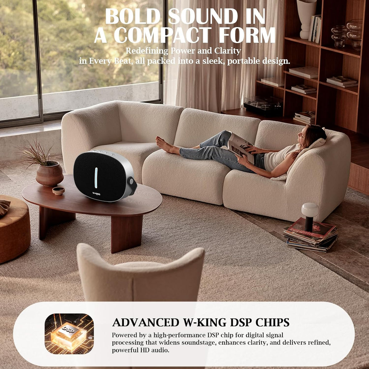 Bluetooth Speaker Loud, W-KING T8II Portable Bluetooth Speakers Wireless, 96W Peak Powerful Outdoor Boombox Subwoofer, Deep Bass/Clear Sound, BT5.4/Fast Charging/PowerBank/USB/AUX, Party Large Speaker