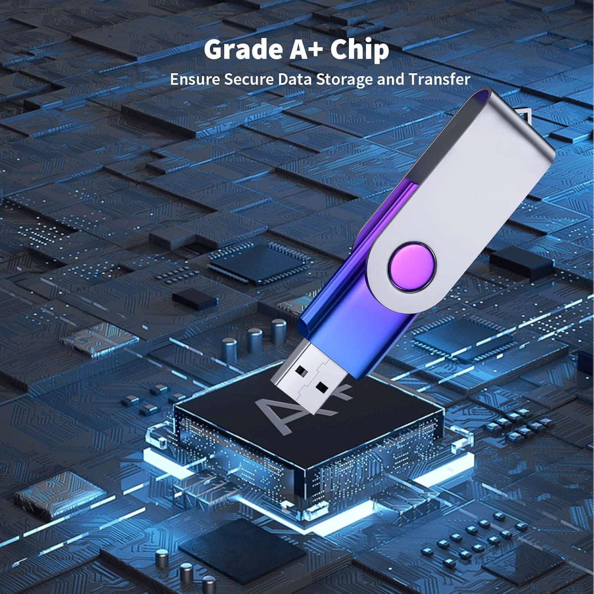 ABLAZE 32GB Flash Drive 2 Pack, USB 2.0 Thumb Drives with Lanyards Swivel USB Memory Stick 32GB（Green and Purple