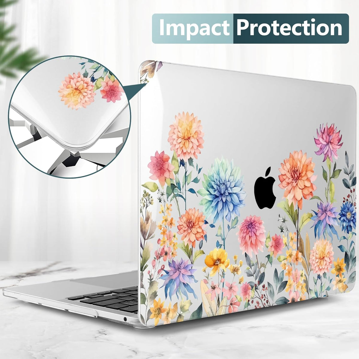 TWOLSKOO Compatible with MacBook Pro 13 inch Case 2023-2016 A2338 M2/M1 A2251 A2289 A2159 A1989 A1706, Plastic Hard Shell Cover & Keyboard Skin & Screen Protector - Beautiful Flowers