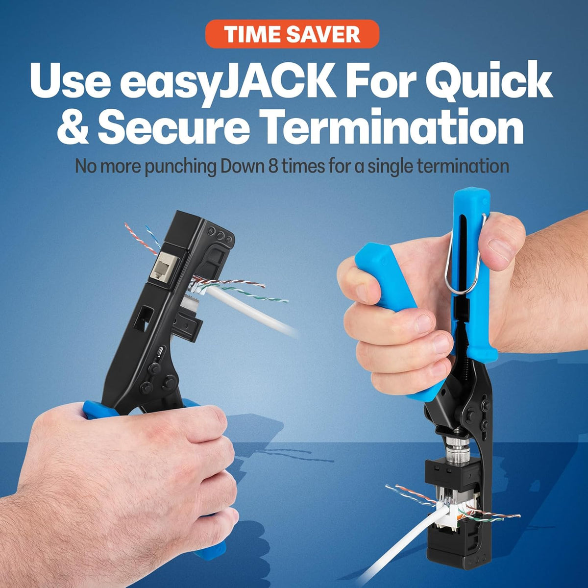 Everest 90° Angled RJ45 Cat5e Keystone Jacks 10-Pack in Light Almond - Slim Profile Female RJ45 Connectors - Cat 5e Keystone Jack - Compatible with 90° Angled Speed Termination Tool - easyJACK