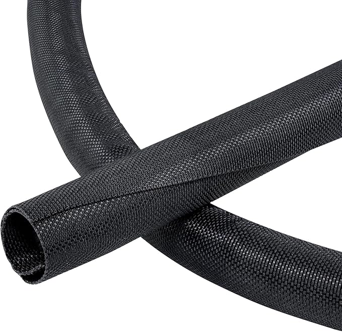 BuyUneed Black Split Braided Cable Management Sleeves 3/4inch -20Feet