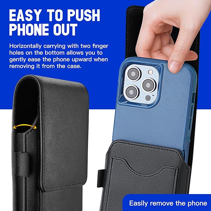 Mopaclle Cell Phone Holster with Belt Clip and Loop,Phone Belt Holder Compatible iPhone 17 Pro Max/Air,iPhone 16 Pro Max, 15, 14 Pro Max, Galaxy S25 Plus, S24 Plus, S23 Plus – Fits with Case On