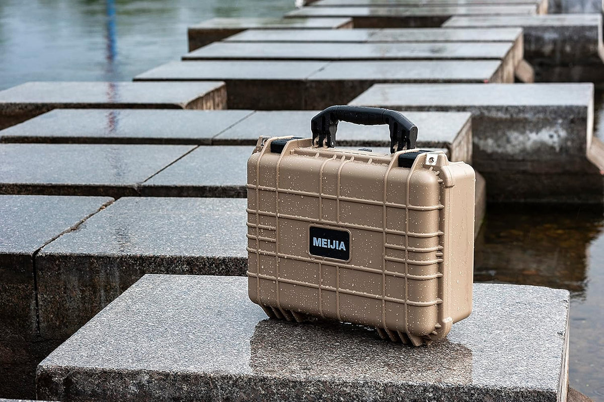 MEIJIA Portable All Weather Waterproof Camera Case With Foam,Fit Use of Drones,Camera,Equipments,Pistols,15.98x12.99x6.85inches