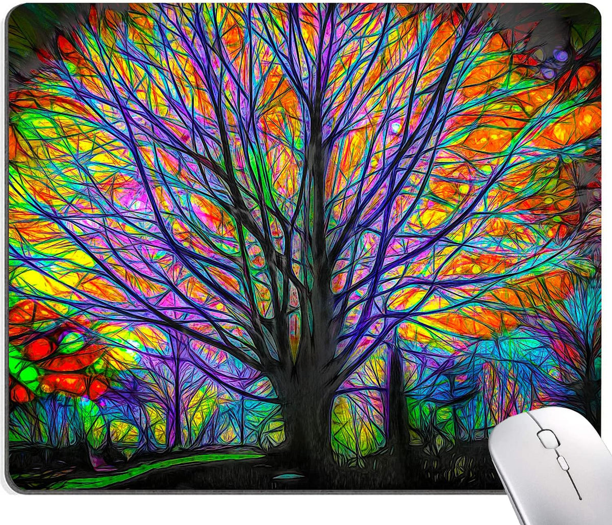 Spring Life Tree Custom Design Square Waterproof Non-Slip Rubber Base Mouse Pad for Office Laptop, 9.5"x7.9"x0.12" Inch