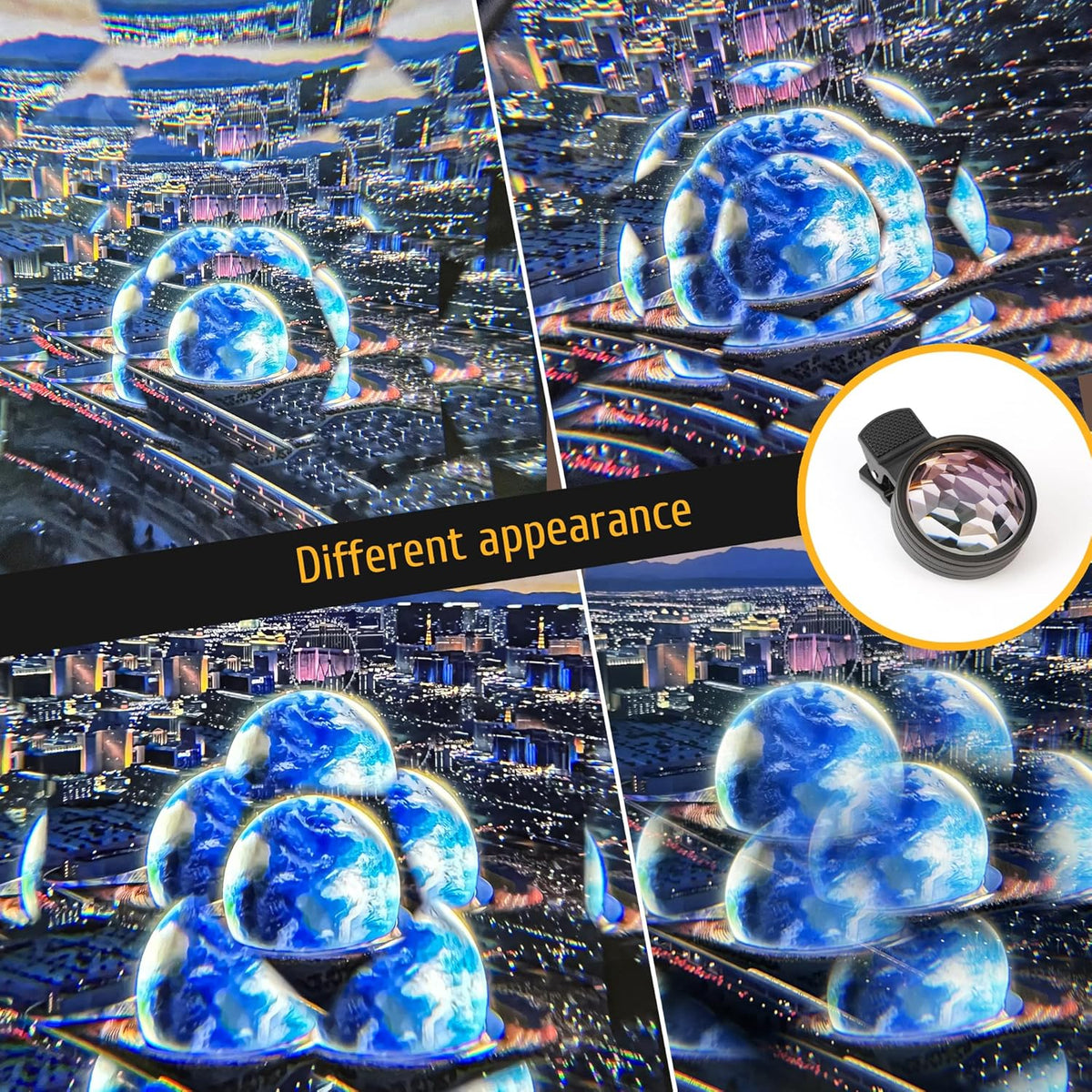 Kaleidoscope Prism Lens for iPhone & Android – Clip-On Multi Refraction Filter Lens for Mobile Photography, K9 Optical Glass Creative Phone Camera Attachment