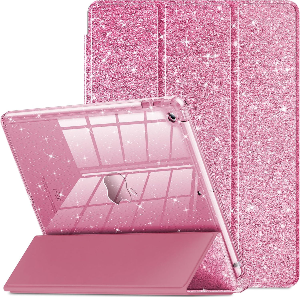 INFILAND 9th/8th/7th 2021/2020/2019 10.2 inch, 7/8/9 for iPad Generation Case Glitter Slim Protective Cover with Clear