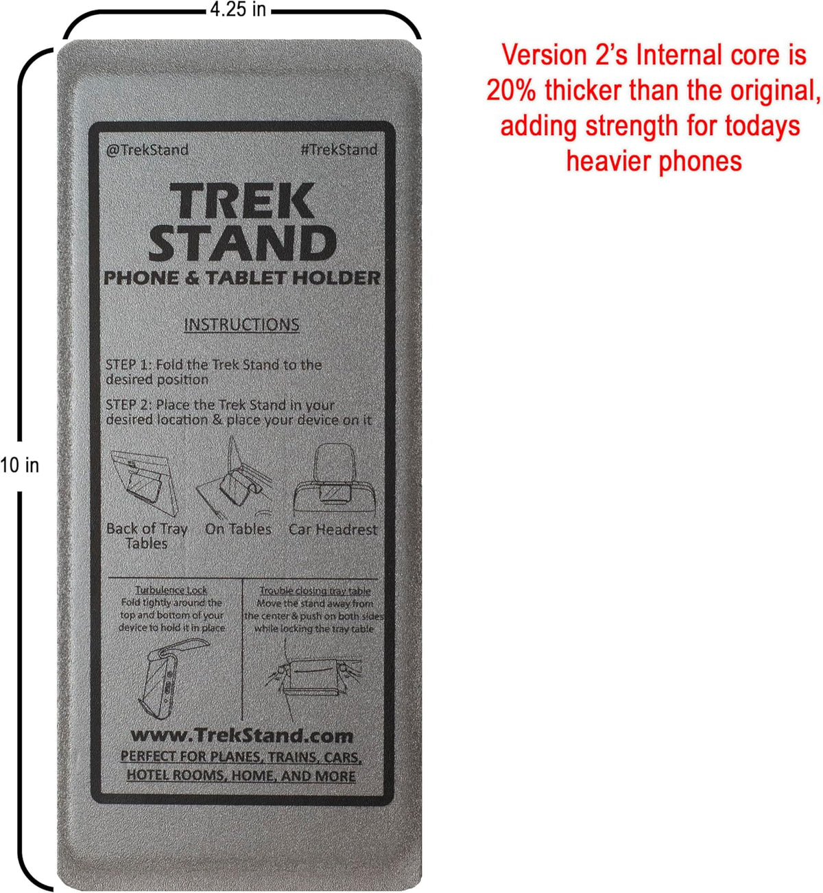 DTLgear Trek Stand Flexible Phone and Small Tablet Holder for Airplane, Office, Desk, Treadmill, Hotel, Kitchen, Plane Travel Essentials