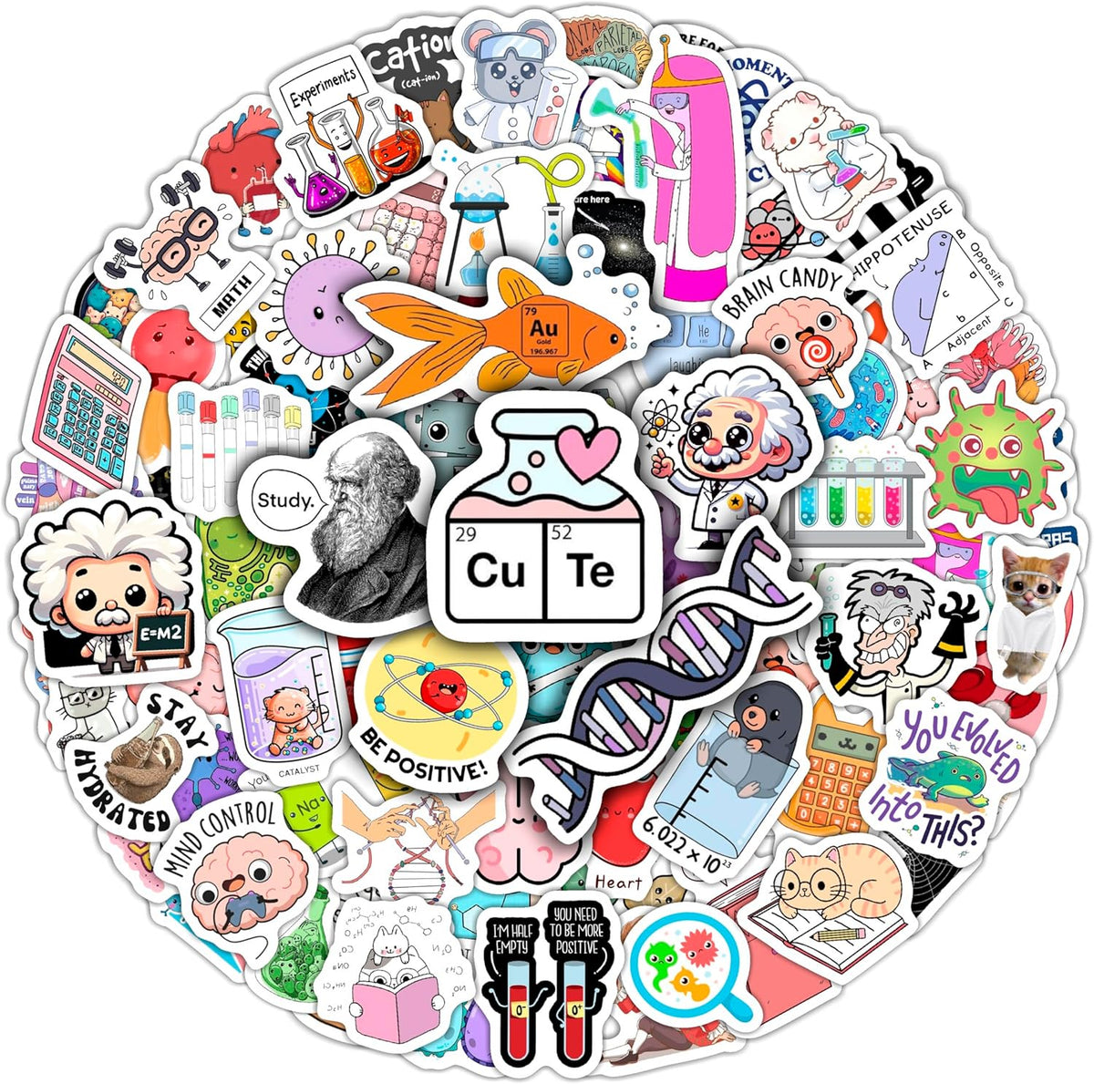 BulbaCraft 100Pcs Science Stickers for Students - Science Class Room Decor, Waterproof Vinyl Decals, Gifts for Women