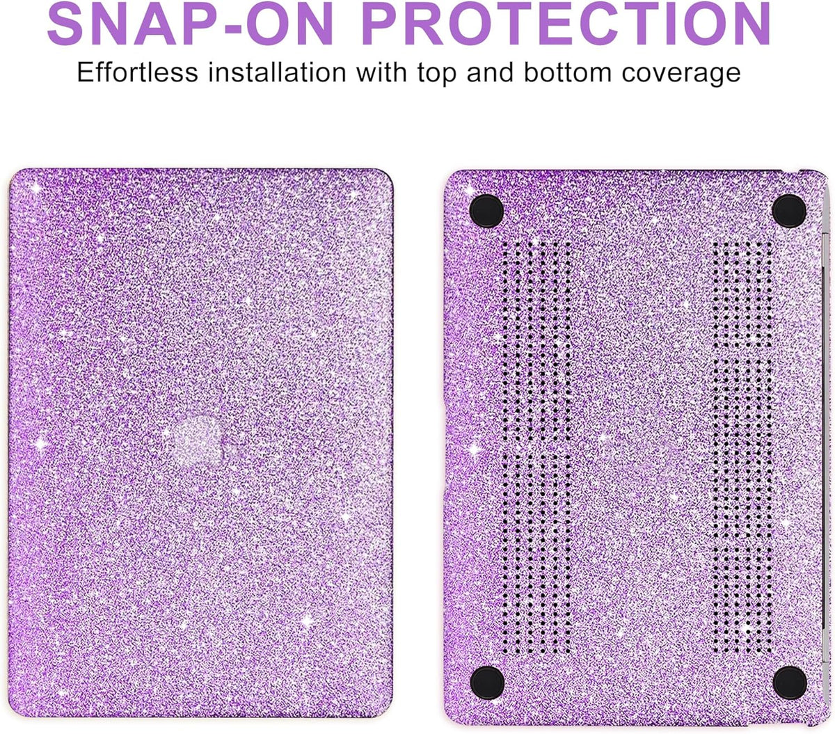 Compatible with MacBook Air 13 inch Case 2021 2020 2019 2018 A2337 M1 A2179 A1932 Touch ID, Glitter Smooth Leather Laptop Hard Shell+Keyboard Cover for MacBook Air 13.3 inch Case, Shining Purple