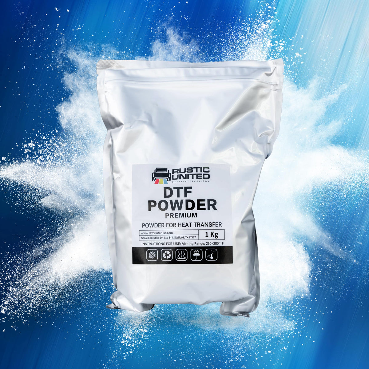 Rustic United DTF Powder, 1KG / 35.3oz Hot Melt PreTreat Adhesive Digital Transfer Direct Print Sublimation for All Type of Garments and Fabric