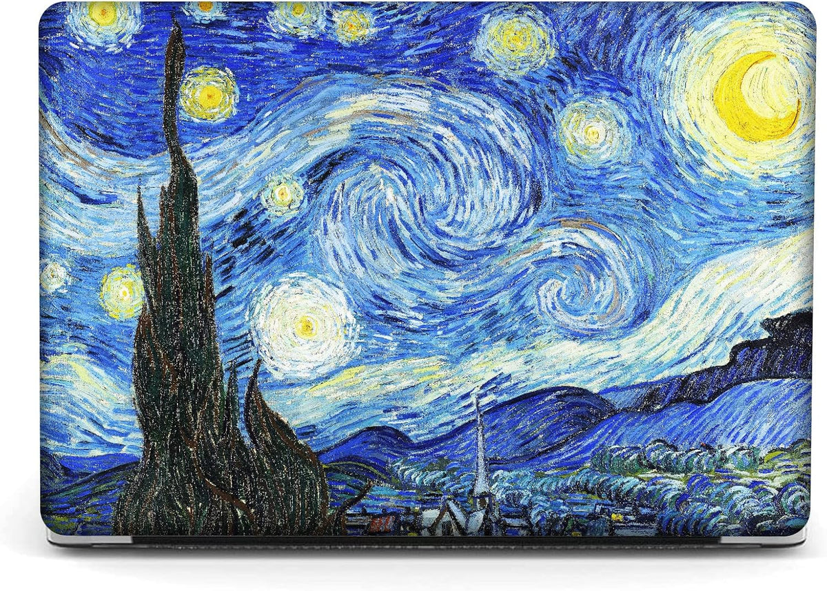 Berkin Arts Compatible with MacBook Air 13 inch Cover, 2022-2018 Release A1932 with Touch ID with Keyboard Cover & Screen Protector Post-Impressionism (The Starry Night by Van Gogh)