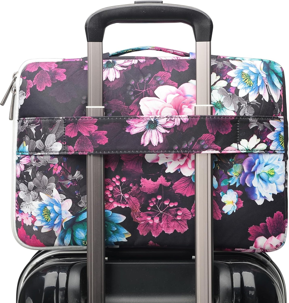 Canvaslove Floral Laptop Sleeve Case, Cushioned with Handle and Pocket for 16 inch Laptop (Purple Lotus)