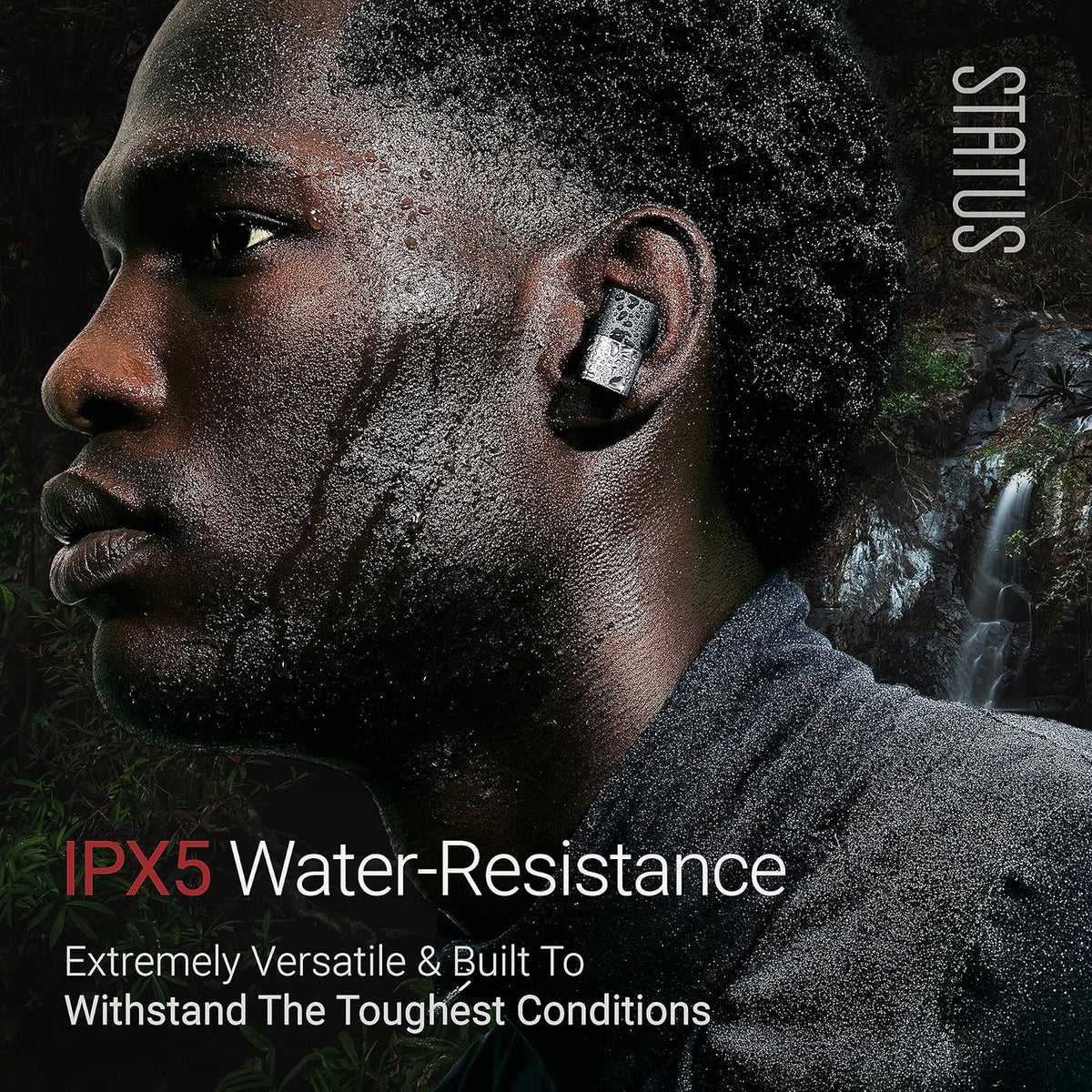 Status Between 3ANC Onyx True Active Noise Cancelling Wireless Earbuds - Black iPhone & Android ANC in Ear Buds, Charging Case, Built-in 6 Microphones, 8H Playtime, Bluetooth 5.2, IPX5 Waterproof
